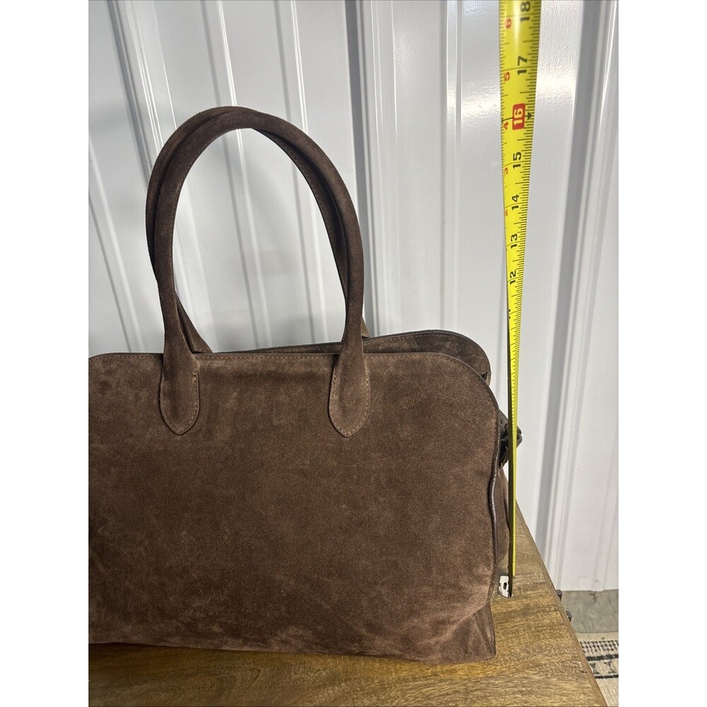 Claudia Firenze Dark Chocolate Suede Bag Tote Italian Leather-No Crossbody Strap - Picture 11 of 13